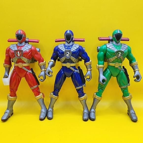 Bandai Namco Other - 3- 1999 Power Rangers Lightspeed Rescue Blue Red Green Mega Battle Figure Lot